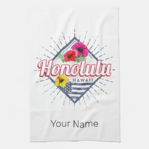 Honolulu City Hawaii United Staaten Vintag USA Geschirrtuch