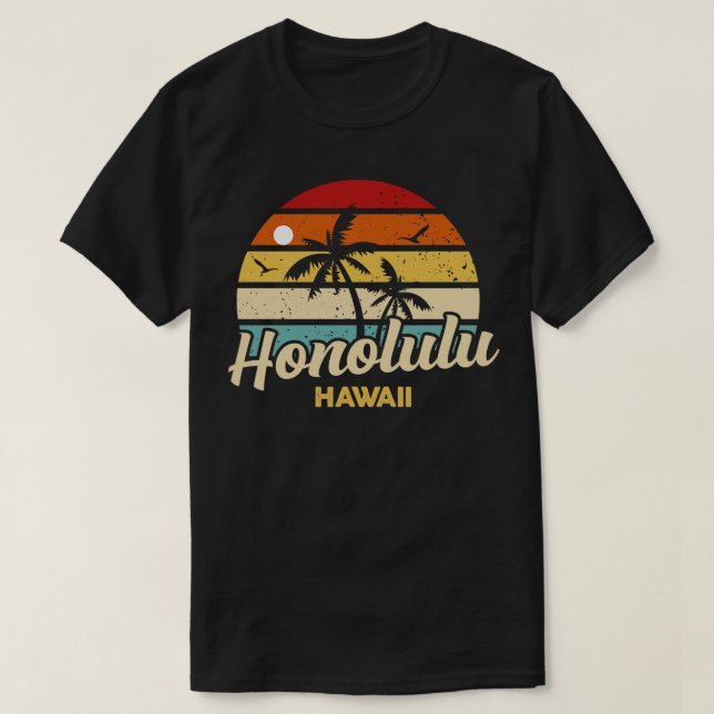 Honolulu City Hawaii Vintag Distressed TShirt (Design vorne)