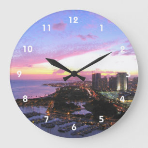 Honolulu cityscape Hawaii Große Wanduhr