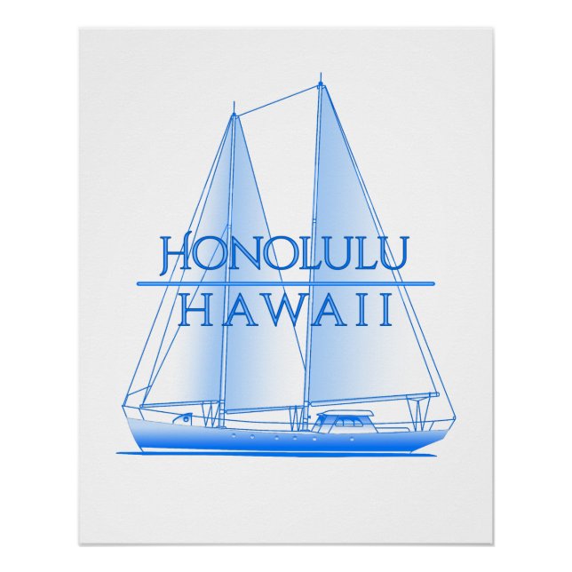 Honolulu Coastal Nautical Segelschiff Poster (Vorderseite)