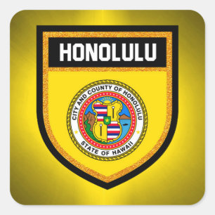 Honolulu-Flagge Quadratischer Aufkleber