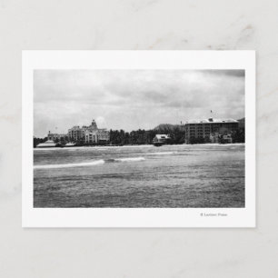Honolulu, HA - Aussicht auf Moana & Royal Hawaiian Postkarte