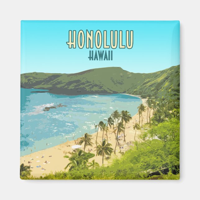 Honolulu Hanauma Bay Beach Hawaii Vintag Magnet (Vorne)