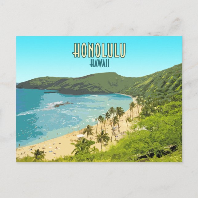 Honolulu Hanauma Bay Beach Hawaii Vintag Postkarte (Vorderseite)