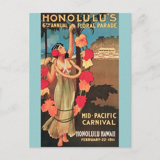 Honolulu, Hawaii 6th Annual Floral Parade 1911 Postkarte (Vorderseite)