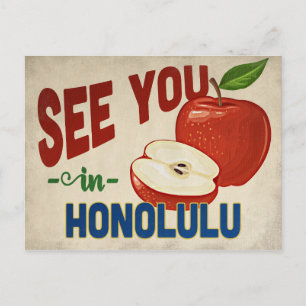 Honolulu Hawaii Apfel - Vintage Reise Postkarte