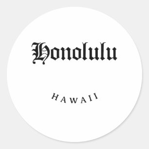 Honolulu Hawaii Black Schriftart Runder Aufkleber