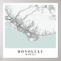 Honolulu Hawaii Blue Water Street Karte