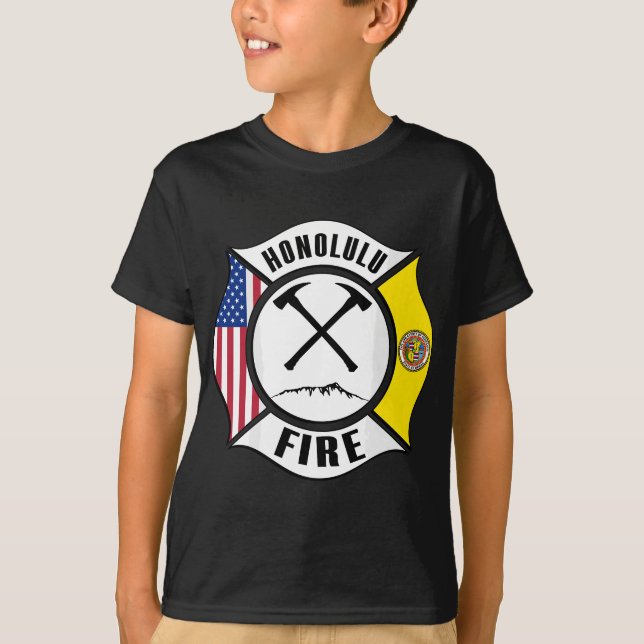 Honolulu Hawaii Feuerwehr Feuerwehr Rescu T-Shirt (Vorderseite)
