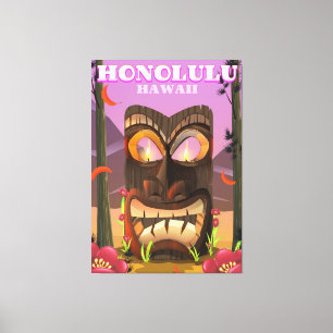 Honolulu Hawaii Gesichtsmaske Reiseplakat Leinwanddruck