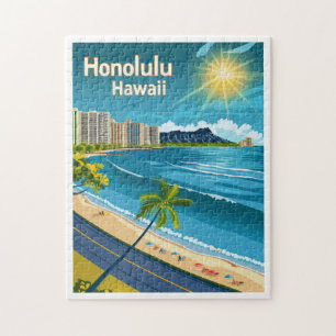 Honolulu Hawaii - Küste Aussicht Vintage Reisen Puzzle