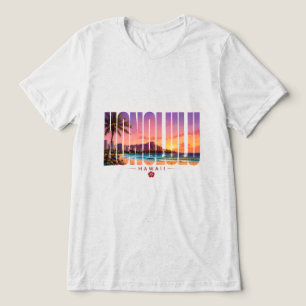 Honolulu Hawaii Moderner Waikiki-Strand Reise Tri-Blend Shirt