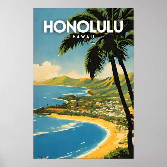 Honolulu Hawaii Nostalgic Poster (Vorne)