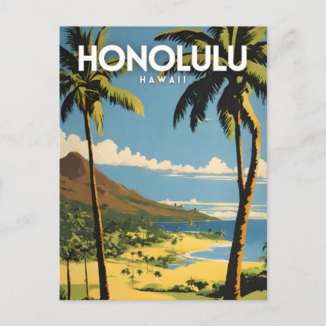 Honolulu Hawaii Nostalgic Vintage Reise Postkarte (Vorderseite)