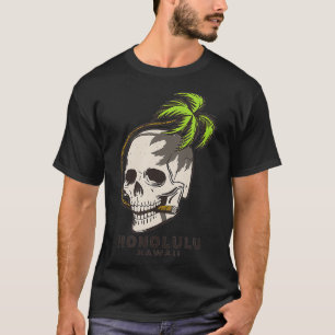 Honolulu Hawaii Palm Fronds Skull T-Shirt