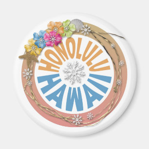 Honolulu Hawaii Pastellmagnet Blume Magnet