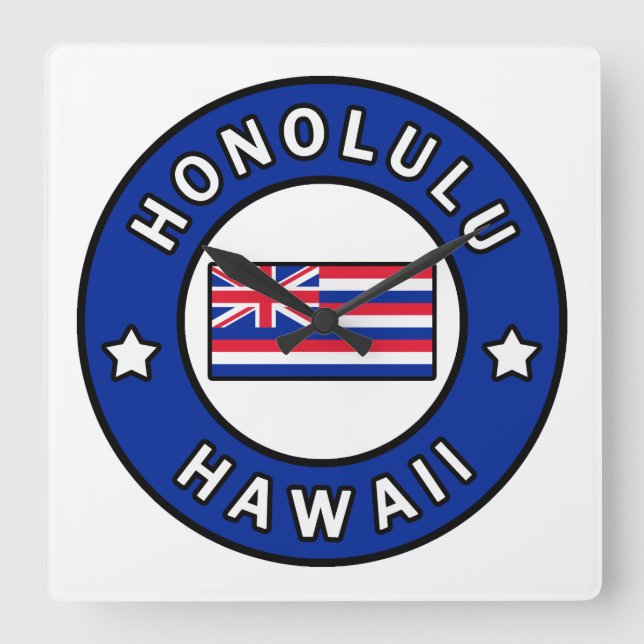 Honolulu Hawaii Quadratische Wanduhr (Vorderseite)