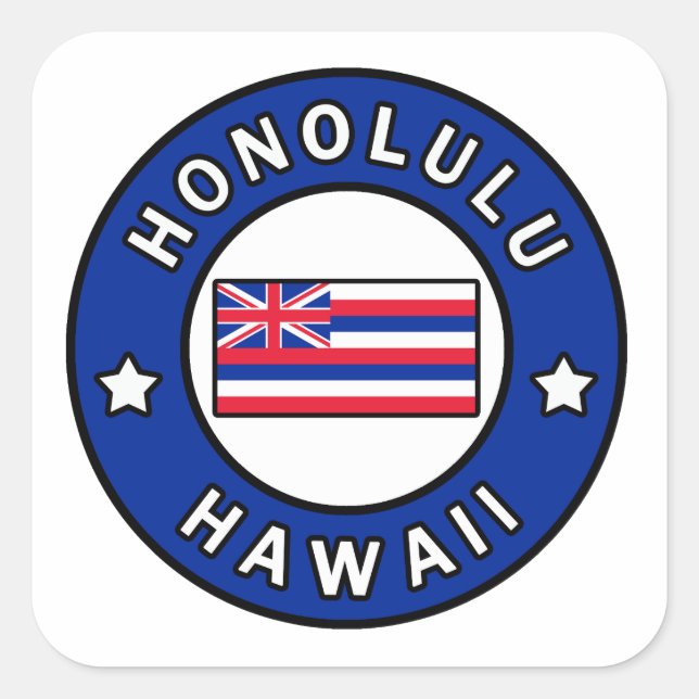 Honolulu Hawaii Quadratischer Aufkleber (Vorderseite)