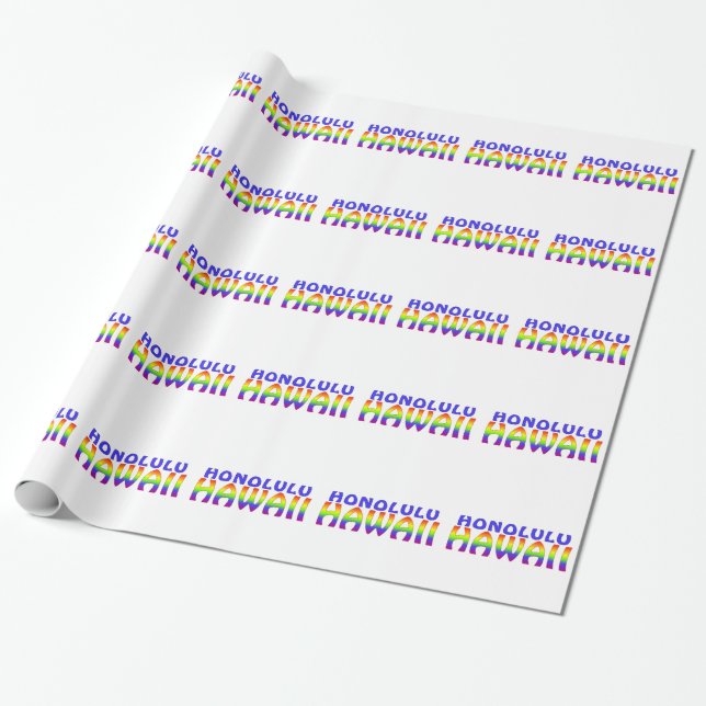 Honolulu Hawaii Regenbogenworte Packpapier (Ungerollt)