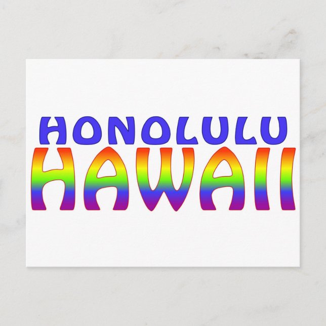 Honolulu Hawaii-Regenbogenworte Postkarte (Vorderseite)
