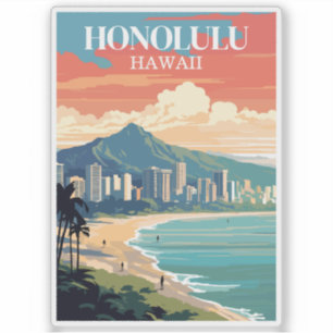 Honolulu, Hawaii: Reise Vintage Aufkleber