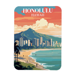 Honolulu, Hawaii: Reise Vintage Magnet