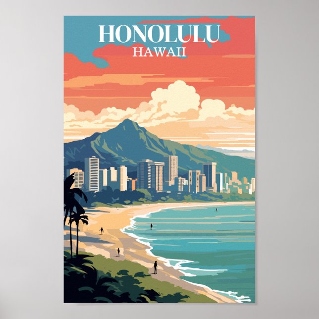 Honolulu, Hawaii: Reise Vintage Poster (Vorne)