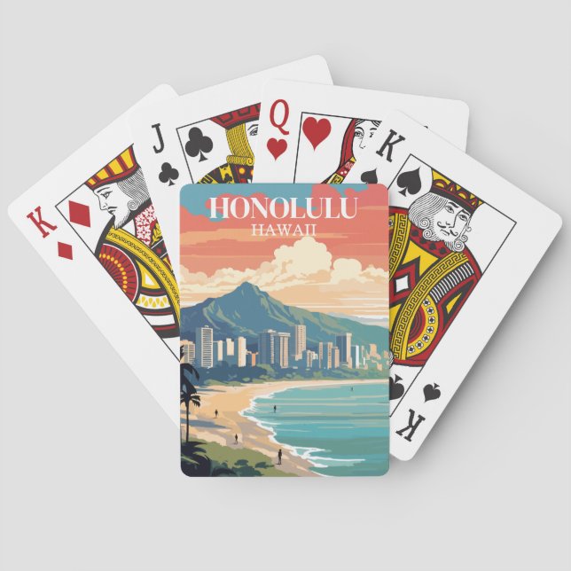 Honolulu, Hawaii: Reise Vintage Spielkarten (Rückseite)