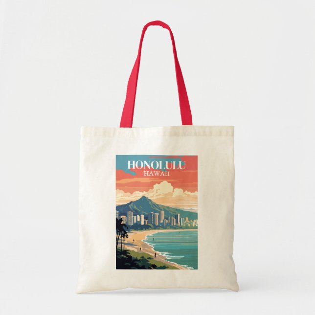 Honolulu, Hawaii: Reise Vintage Tragetasche (Vorne)