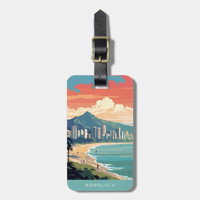 Honolulu Hawaii Reisegepäcketiketten Gepäckanhänger (Vorderseite vertikal)
