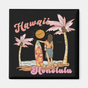 Honolulu Hawaii Retro-Surf Tropischer Strand Magnet
