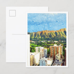 Honolulu Hawaii Schönes Öl Paint City Landschaft Postkarte