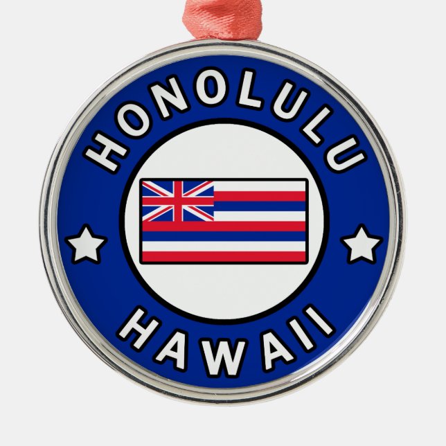 Honolulu Hawaii Silbernes Ornament (Vorne)