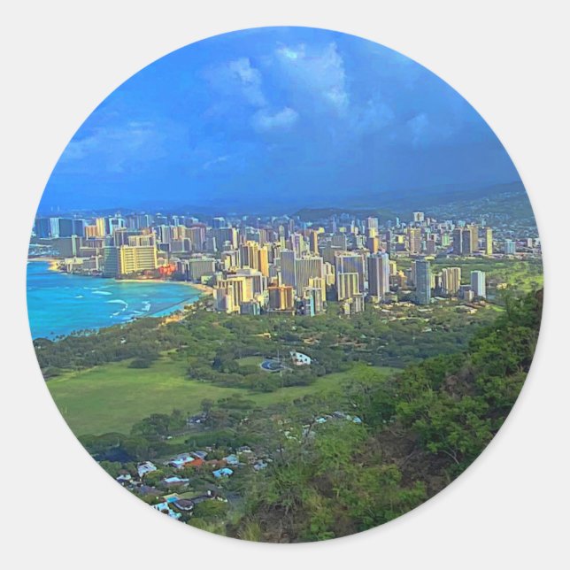 Honolulu, Hawaii Skyline #1 Stickers (Vorderseite)