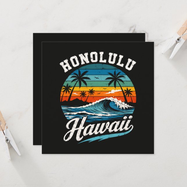 Honolulu Hawaii Surfen Sonnenuntergang (Vorderseite/Rückseite Beispiel)