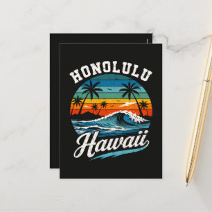 Honolulu Hawaii Surfen Sonnenuntergang Feiertagspostkarte