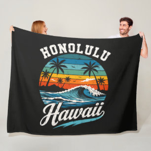 Honolulu Hawaii Surfen Sonnenuntergang Fleecedecke