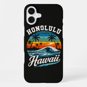 Honolulu Hawaii Surfen Sonnenuntergang iPhone 16 Plus Hülle