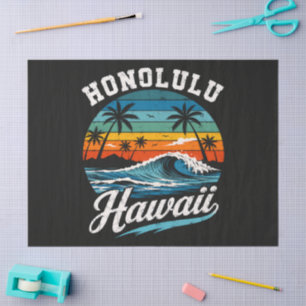 Honolulu Hawaii Surfen Sonnenuntergang Seidenpapier
