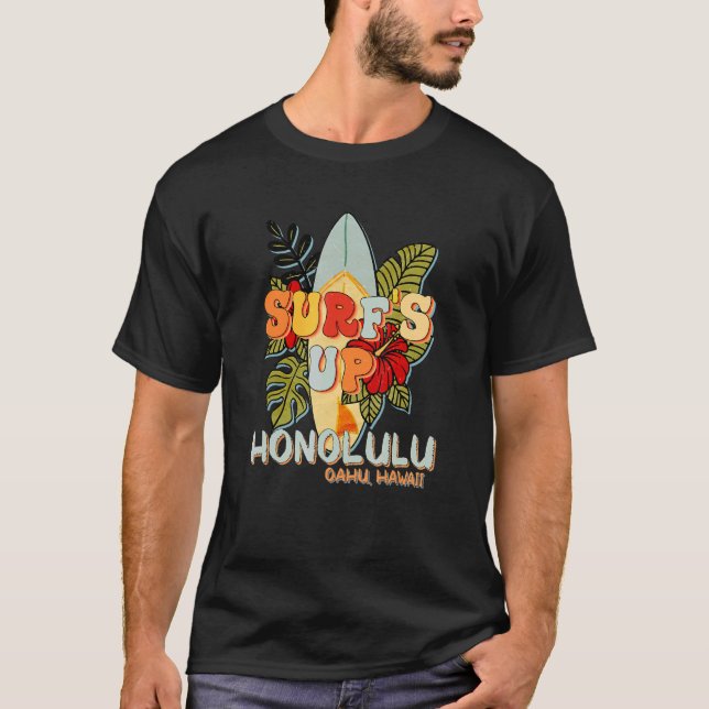 Honolulu Hawaii Surfing Ocean Beach Hawaiian Islan T-Shirt (Vorderseite)