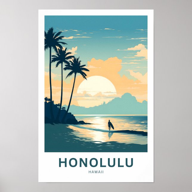 Honolulu Hawaii Travel Print Poster (Vorne)