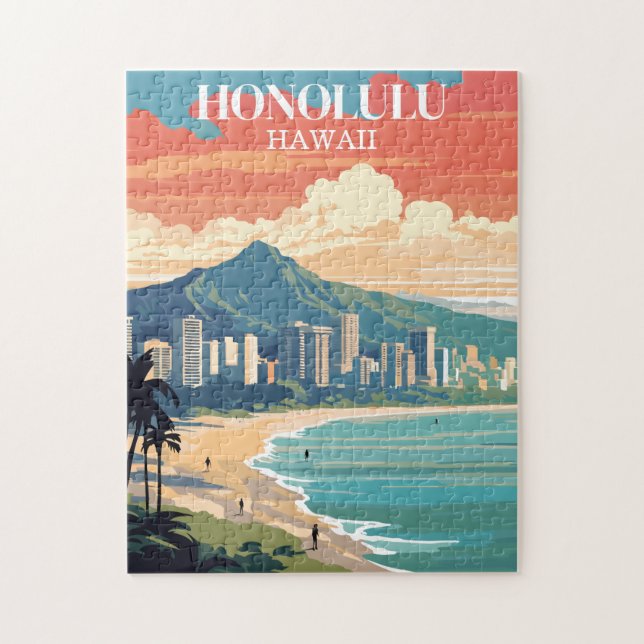 Honolulu, Hawaii: Travel Vintage Puzzle (Vertikal)
