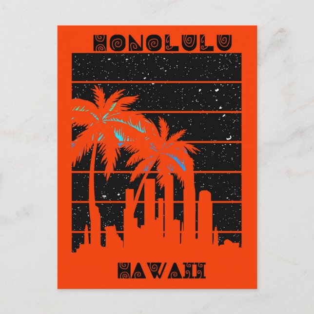 Honolulu Hawaii Tropical City Skyline Travel Postkarte (Vorderseite)