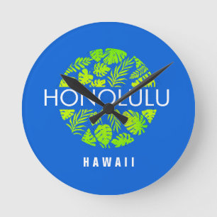 Honolulu Hawaii Tropical Custom Name Runde Wanduhr