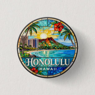 Honolulu Hawaii Tropische Skyline 🌺 Button