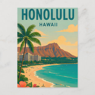 Honolulu Hawaii Tropische Strand-Reiseszene Postkarte