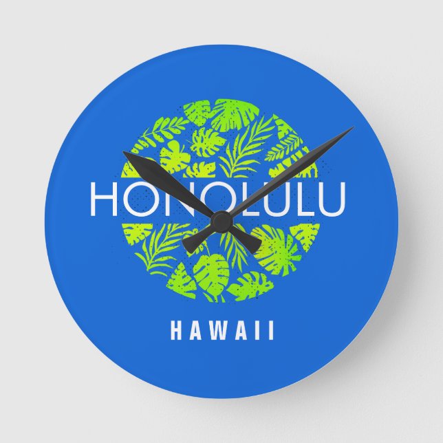Honolulu Hawaii Tropischer Individuelle Name Runde Wanduhr (Vorderseite)