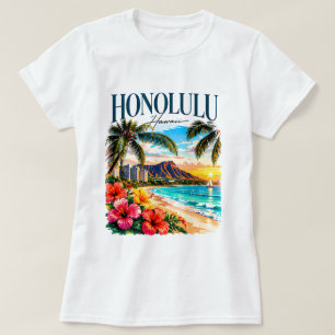 Honolulu Hawaii Tropisches Strand Grafik T-Shirt