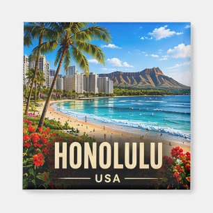 Honolulu Hawaii USA Waikiki Beach Pazifik Reise Magnet