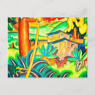 Honolulu Hawaii Vintage Art Colorful Postkarte